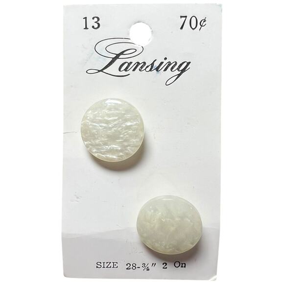 Vintage Lansing Pearlescent White Shank Buttons Set of 2 Size 28 - Picture 1 of 4